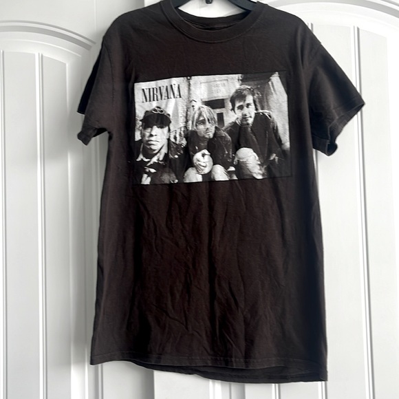 NIRVANA Tops - Closet close out! 🎉Nirvana t shirt size small brown. Final price.